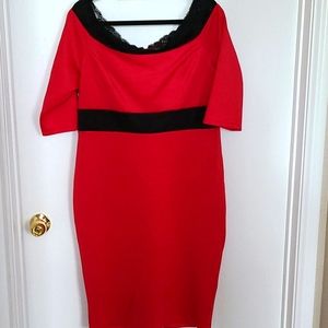 Size 16/18 XL red dress with lace neckline